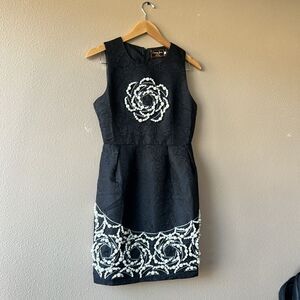 Little Black Dress Pearl Embellished Sleeveless Fit + Flare Dress Size Medium